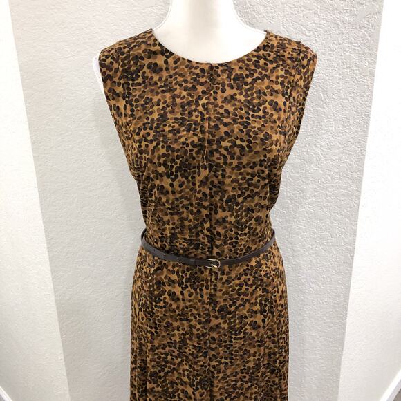 Jessica Howard Brown Spotted Leopard Print Midi Dress - Picture 2 of 8